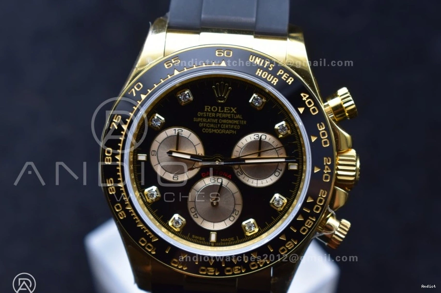 Strap SH4131 1:1 Daytona QF Oysterflex Diamonds V6 Black Best YG Dial on Edition (Weighted) 126518 0403